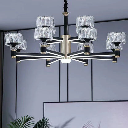 Nordic Light Luxury Living Room Led Crystal Chandelier Modern Minimalist