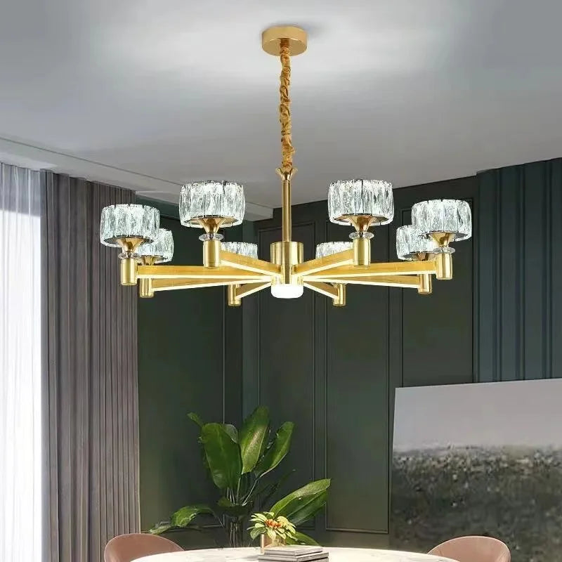 Nordic Light Luxury Living Room Led Crystal Chandelier Modern Minimalist